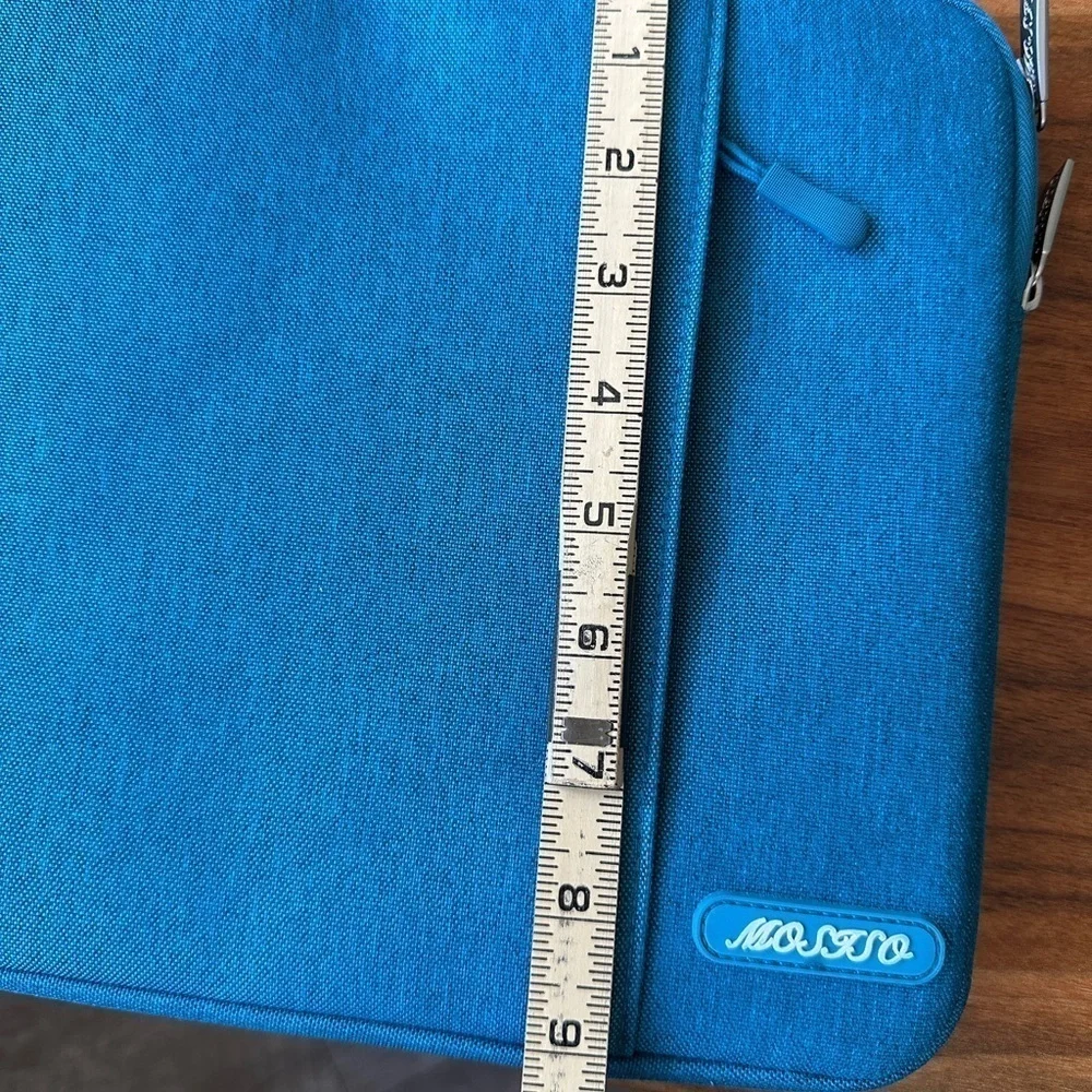 Teal blue nylon laptop computer/ipad 8.5x12” padded zippered pouch case